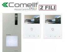 kit videocitofono bifamiliare comelit 8461v monitor vivavoce 6721w 2 fili 