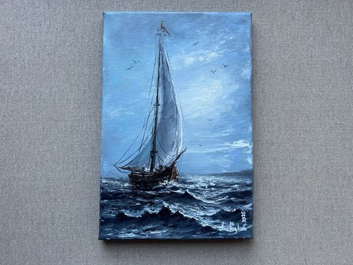 Dipinto olio yacht vela - dipinto,