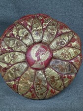 Pouf poggiapiedi ottomano vintage metà secolo marocchino "egiziano" in pelle anni 70