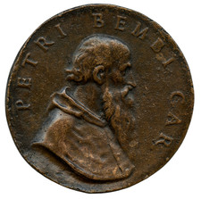 MEDAGLIA ITALIA VENEZIA CARDINALE PIETRO BEMBO BRONZO FUSO UNFACE 54,5MM 52G
