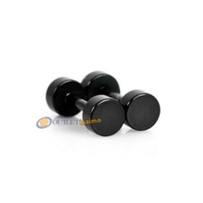 COPPIA ORECCHINO ACCIAIO TITANIO UOMO DONNA FINTO DILATATORE FAKE PLUG NERO 10mm