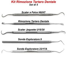 Kit Rimozione del Tartaro Pulizia dei Denti Dentali Specillo Dentista Scaler 5pz