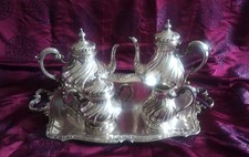 servizio da the e caffè con vassoio Siap argento 800, 4 Kg