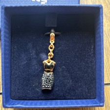 AUTHENTIC Signed Swarovski Crystal Charm 1111146 GOLD little black dress 