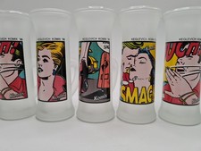 Set Bicchieri Keglevich Komix 5x Vodka Shot Pop Art 1999 Serie Collezionismo Vintage