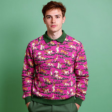 Vintage 80s 90s Jack Russell pink and white Sweatshirt - Size M/L