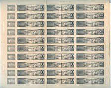 1940 Regno Marca da Bollo 50 Cent Imposta sulle entrate Vendite Minuto - Foglio