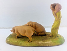 BASE SCENARIO STATUINA CONTADINA CON MAIALINI PRESEPE NARDI