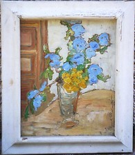 RENATO RAVINETTI - COMPOSIZIONE DI FIORI 1954 - VECCHIO QUADRO DIPINTO OLIO