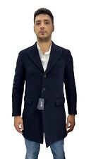 Cappotto uomo REPORTER blu monopetto in lana cotta, regular fit sconto 60%.