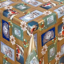 Tela Cerata Tovaglia di Natale 01388-02 Angolare Rotondo Ovale