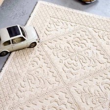 Tappeto Naturale 100% Cotone Colore Panna Lavabile Arredo Semplice Rombi