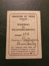 Tessera Commissione Del Popolo Partito Comunista Italiano PCI Felegara Madesano