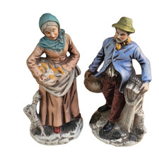 Coppia Statuine Porcellana VINTAGE P Coronata Figure Uomo Donna Dipinte a Mano