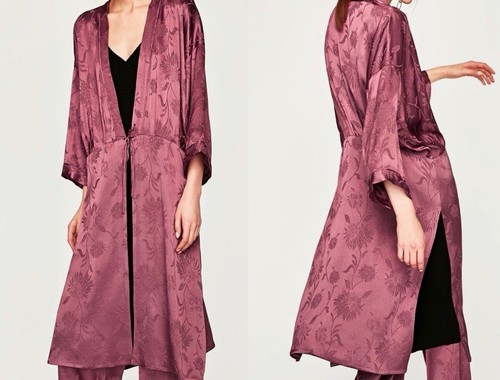 Zara jacquard raso kimono - xs,