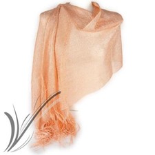 Stola rosa pesca cerimonia da donna elegante lurex coprispalle sciarpa foulard