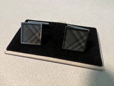 Rare Burberry Cufflinks Classic Grey Check Plaid RariGemelli Burberry