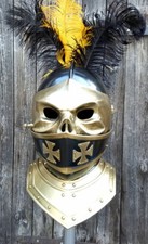 Elmo Demoniaco Medievale Con Visiera In Ottone Armatura Elmo Larp Halloween