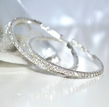 Orecchini cerchi donna argento strass brillantini cristalli tante taglie UF93