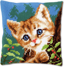 Kit Cuscino Punto Croce Gatto