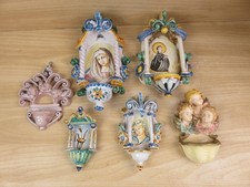 lotto collezione in ceramica vietrese terracotta resina ACQUASANTIERA decorata a