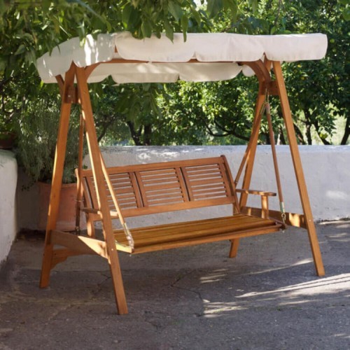 Dondolo legno posti bianco - 3,