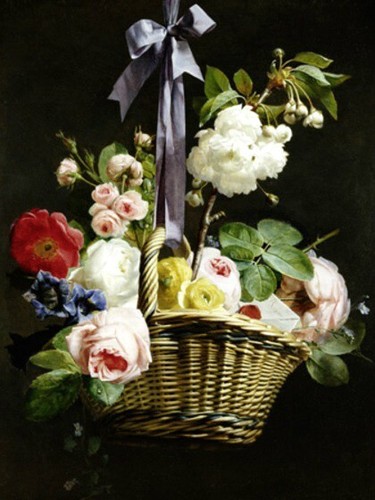 Quadro cesto fiori rose - quadro,