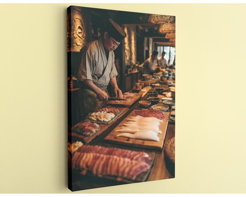 Stampa tela sushi chef arte - su,