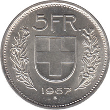 Moneta SVIZZERA 5 FRANCHI 1931