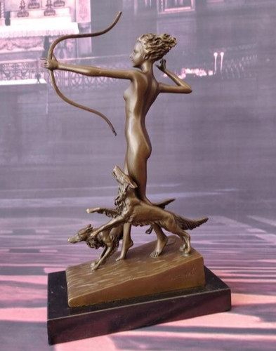 Statua bronzo donna balestra - statua,
