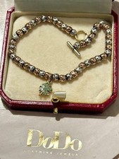 Braccialetto Dodo  oro rosa e argento 9KT con charme quadrifoglio oro rosa 9KT