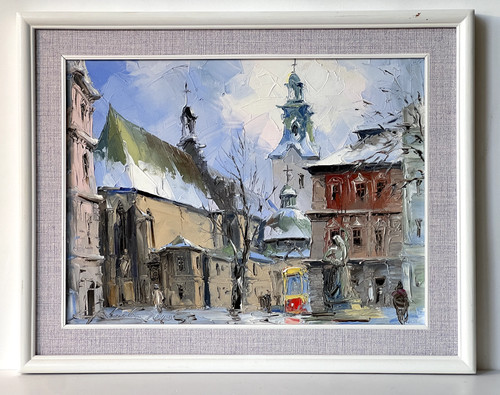 Dipinto olio con - , cornice