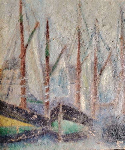 Belle huile sur - carton, marine