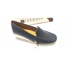 Sintonie By Florance Mocassino Traforato Donna Linea Comoda Vera Pelle Zeppa 45 