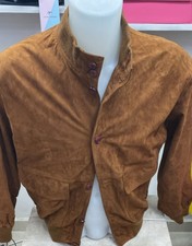 Giacca in Pelle Renna Uomo  Marrone Cammello Taglia 48 cod. AE10