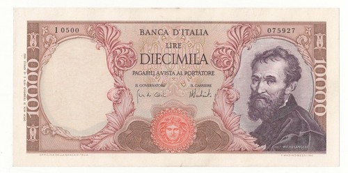 10000 lire michelangelo decr - 10000,