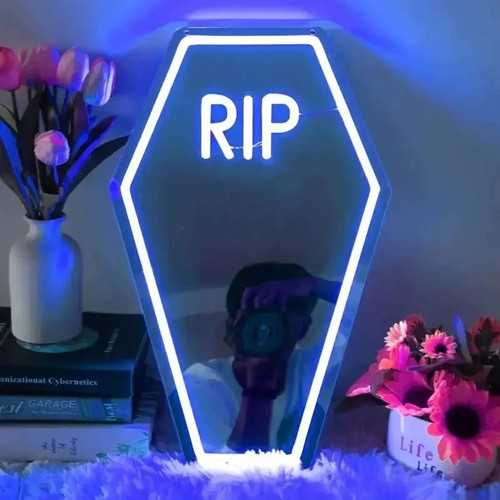 Neon mirror sign - sign|, dimmable
