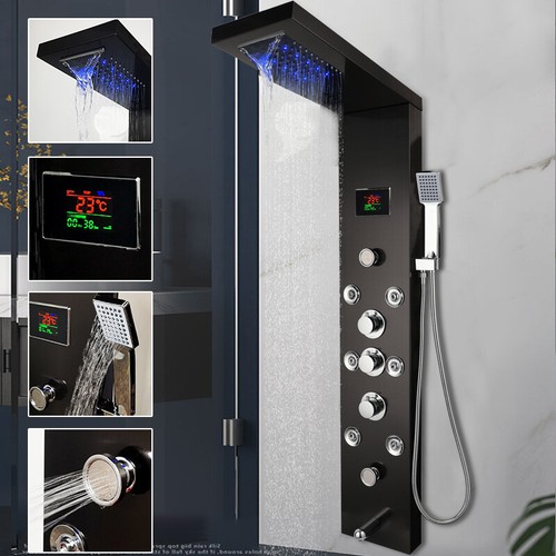 Pannello doccia bagno nero led - pannello,