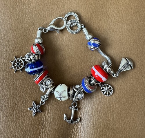 Bracciale nautico rosso bianco - bracciale,