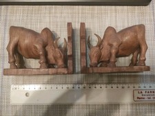 Coppia Fermalibri Bufalo Legno