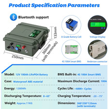 Batteria Lifepo4 12V 200Ah 140Ah Barca Da Pesca 24V 100Ah Batteria Al Litio Blue