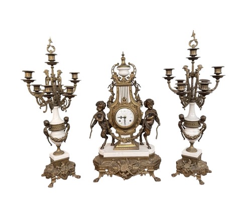 Trittico orologio candelabri - trittico, e
