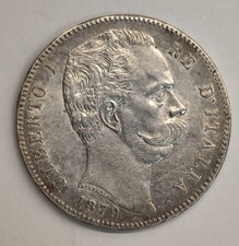 Moneta 5 Lire 1879 Scudo Re