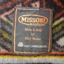 MISSONI MASTERS T&J Vestor Vintage 80/90s Coperta Big 100% Lambswool Made Italy