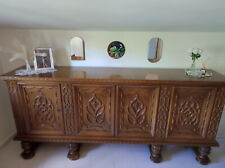 Salotto intarsiato a mano, credenza + vetrina + tavolo, arredamento vintage