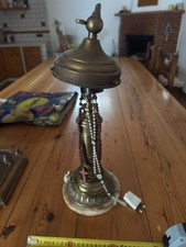 PREGIATA LAMPADA DA TAVOLO STILE LIBERTY IN OTTONE E ONICE