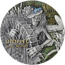 2025 Camerun 3 Oncia Argento Anticato Utopiec Slavi Bestiario Alto Sollievo Oro