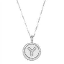 Sterling Silver Micro Pave Circle "Y" Pendant W/Chain
