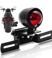 STOP POSTERIORE PER MOTO CAFE RACER CUSTOM NERO ALOGENA PORTATARGA