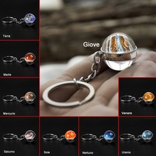 PORTACHIAVI PIANETA VETRO GALASSIA ORIGINALE CIONDOLO SOLE REGALO TERRA zr